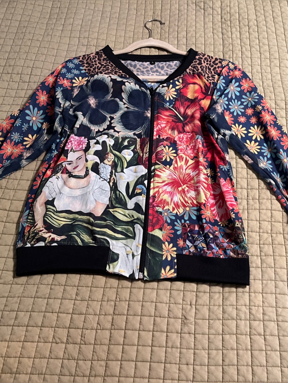 Floral Multi-Color Bomber Jacket featuring Freida Kahlo